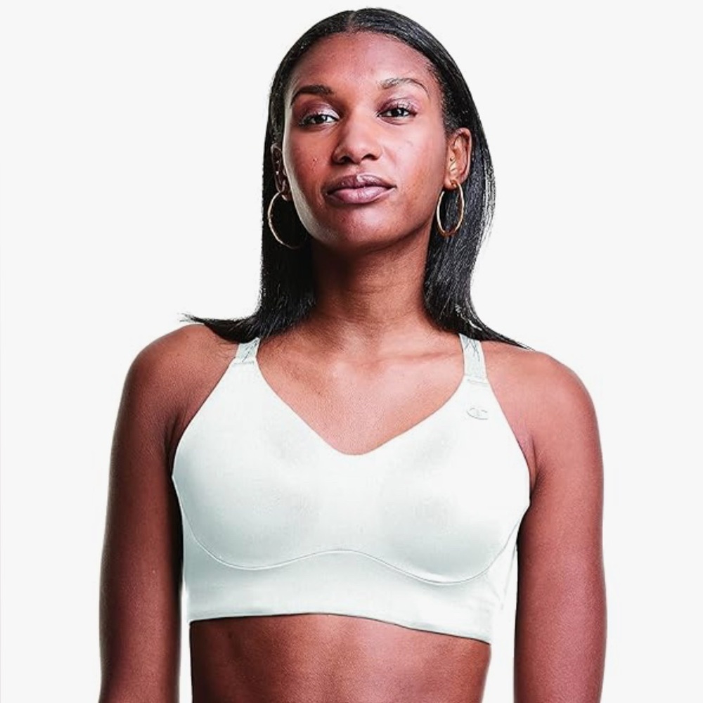 Champion Racerback Athletic Sports Bra moisture-wicking Mid Support White Sz XS
